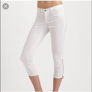 J Brand Ava Rose cropped zipper jeans in white